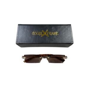 Oscar Frank - Woo Chains Rectangular Sunglasses in Brown & Gold